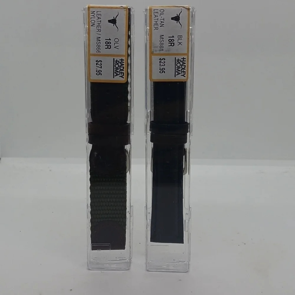 NWT MEN'S HADLEY ROMA 2 WATCH BANDS BLACK/OLIVE NYLON